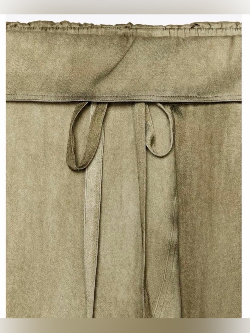 Zara Wide-Leg Drawstring Pants in Olive M - Picture 6 of 9